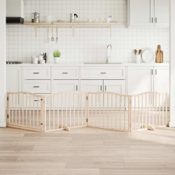 vidaXL suņu vārti ar durvīm, salokāmi, 4 paneļi, 320 cm, papeles koks