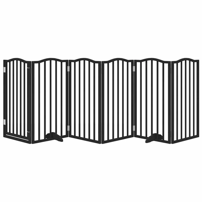 vidaXL suņu vārti ar durvīm, salokāmi, 6 paneļi, 300 cm, papeles koks