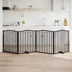 vidaXL suņu vārti ar durvīm, salokāmi, 4 paneļi, 320 cm, papeles koks