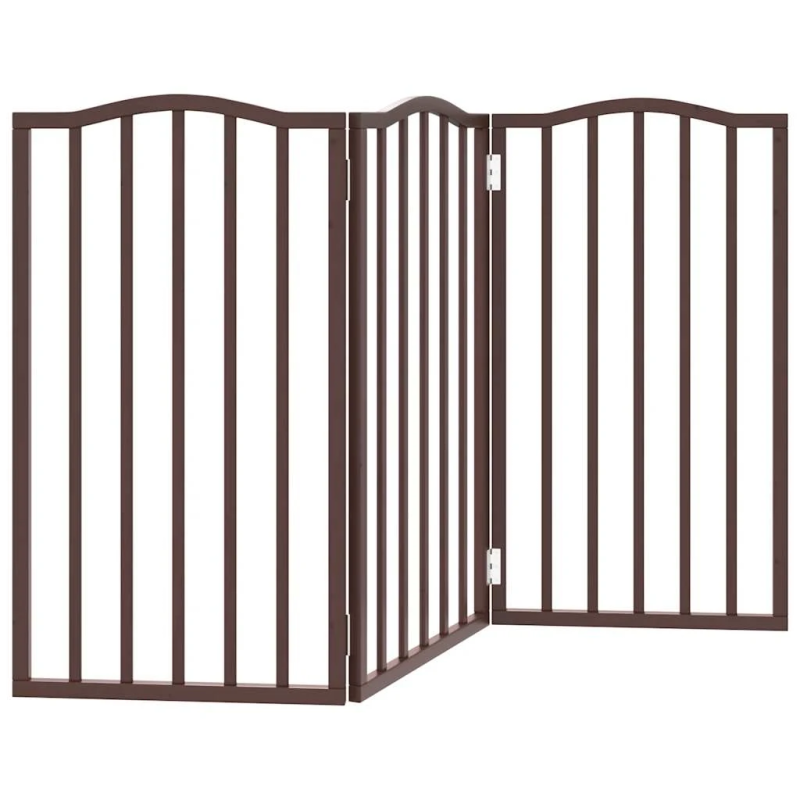 vidaXL suņu vārti, salokāmi, 3 paneļi, ozolkoka, 150 cm, papeles koks