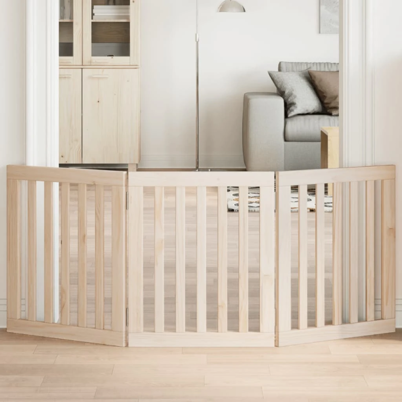 vidaXL salokāmi suņu vārti, 3 paneļi, 150 cm, papeles koks