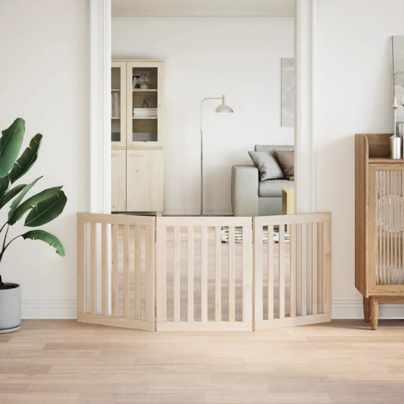 vidaXL salokāmi suņu vārti, 3 paneļi, 150 cm, papeles koks