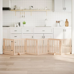 vidaXL suņu vārti ar salokāmām durvīm, 6 paneļi, 300 cm, papeles koks