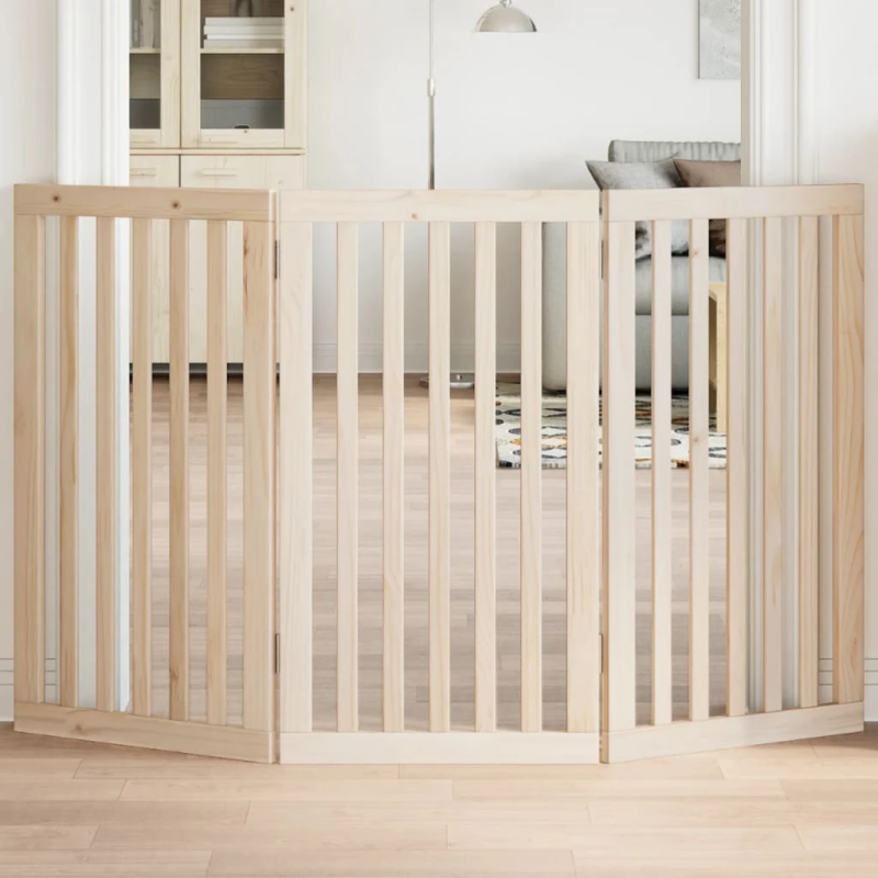 vidaXL salokāmi suņu vārti, 3 paneļi, 150 cm, papeles koks