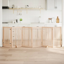 vidaXL suņu vārti ar salokāmām durvīm, 6 paneļi, 300 cm, papeles koks