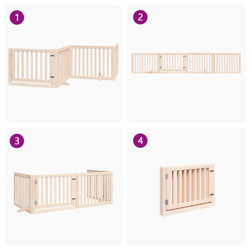 vidaXL suņu vārti ar salokāmām durvīm, 4 paneļi, 320 cm, papeles koks