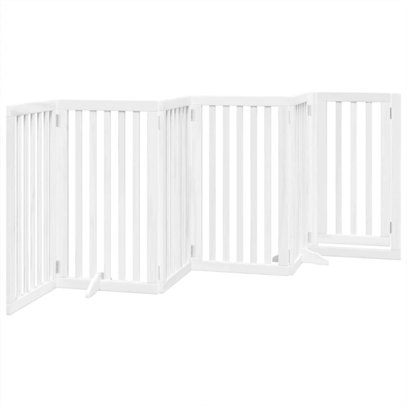 vidaXL suņu vārti ar durvīm, salokāmi, 6 paneļi, 300 cm, papeles koks