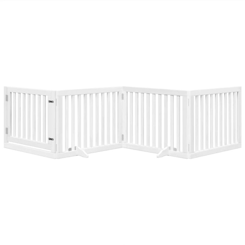 vidaXL suņu vārti ar durvīm, salokāmi, 4 paneļi, 320 cm, papeles koks