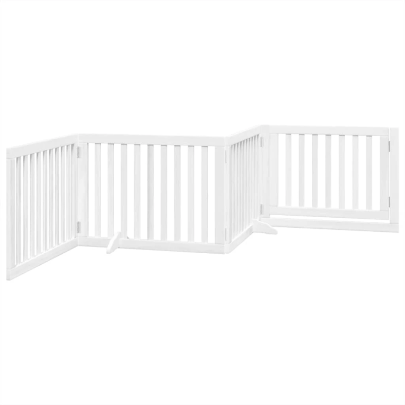 vidaXL suņu vārti ar durvīm, salokāmi, 4 paneļi, 320 cm, papeles koks
