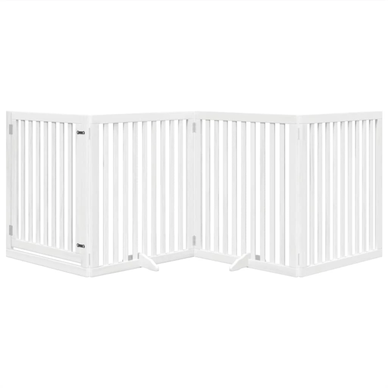 vidaXL suņu vārti ar durvīm, salokāmi, 4 paneļi, 320 cm, papeles koks