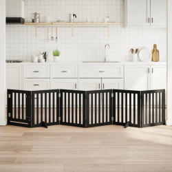 vidaXL suņu vārti ar durvīm, salokāmi, 6 paneļi, 300 cm, papeles koks