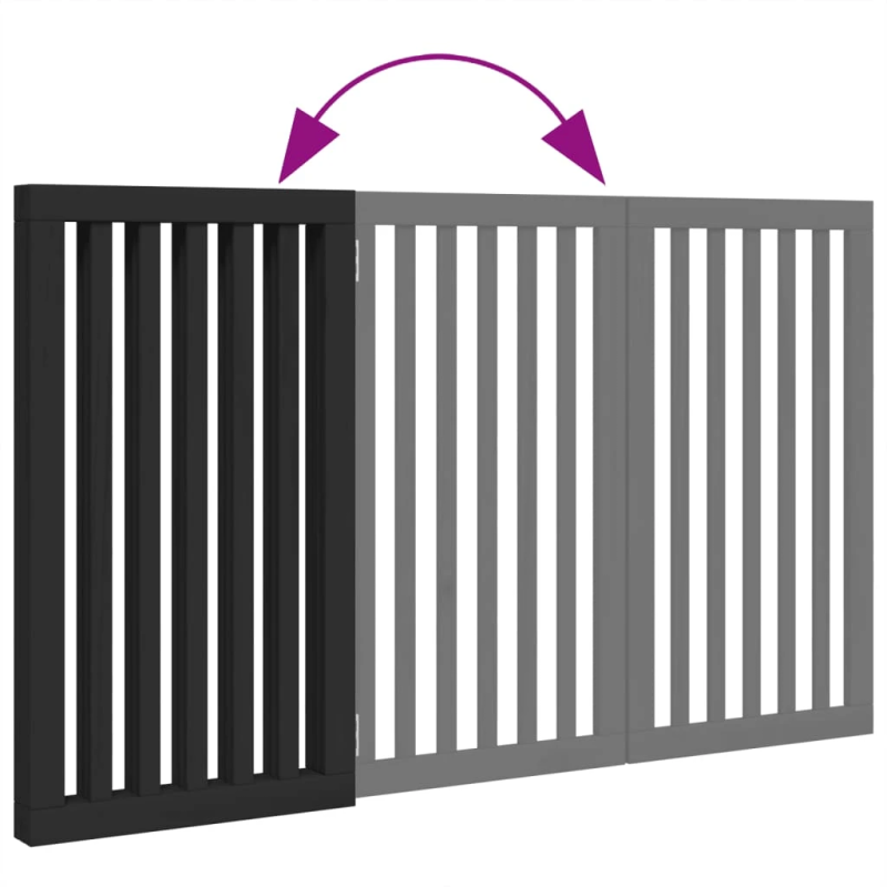 vidaXL suņu vārti, salokāmi, 3 paneļi, melni, 150 cm, papeles koks