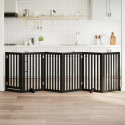 vidaXL suņu vārti ar durvīm, salokāmi, 6 paneļi, 300 cm, papeles koks