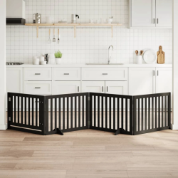 vidaXL suņu vārti ar durvīm, salokāmi, 4 paneļi, 320 cm, papeles koks