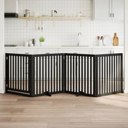 vidaXL suņu vārti ar durvīm, salokāmi, 4 paneļi, 320 cm, papeles koks