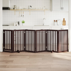 vidaXL suņu vārti ar durvīm, salokāmi, 6 paneļi, 300 cm, papeles koks