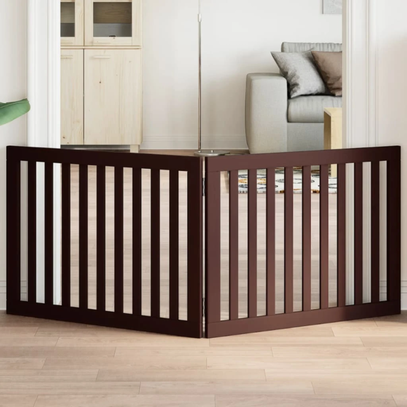 vidaXL suņu vārti, salokāmi, 2 paneļi, Brūns, 160 cm, papeles koks