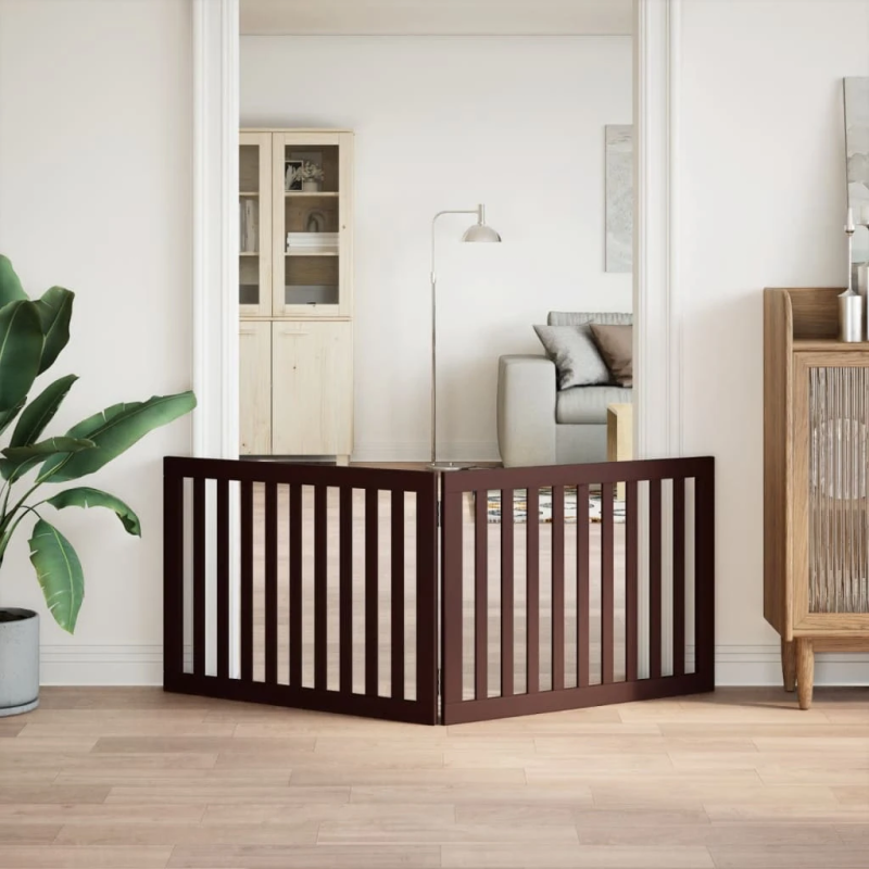 vidaXL suņu vārti, salokāmi, 2 paneļi, Brūns, 160 cm, papeles koks