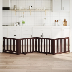 vidaXL suņu vārti ar durvīm, salokāmi, 4 paneļi, 320 cm, papeles koks