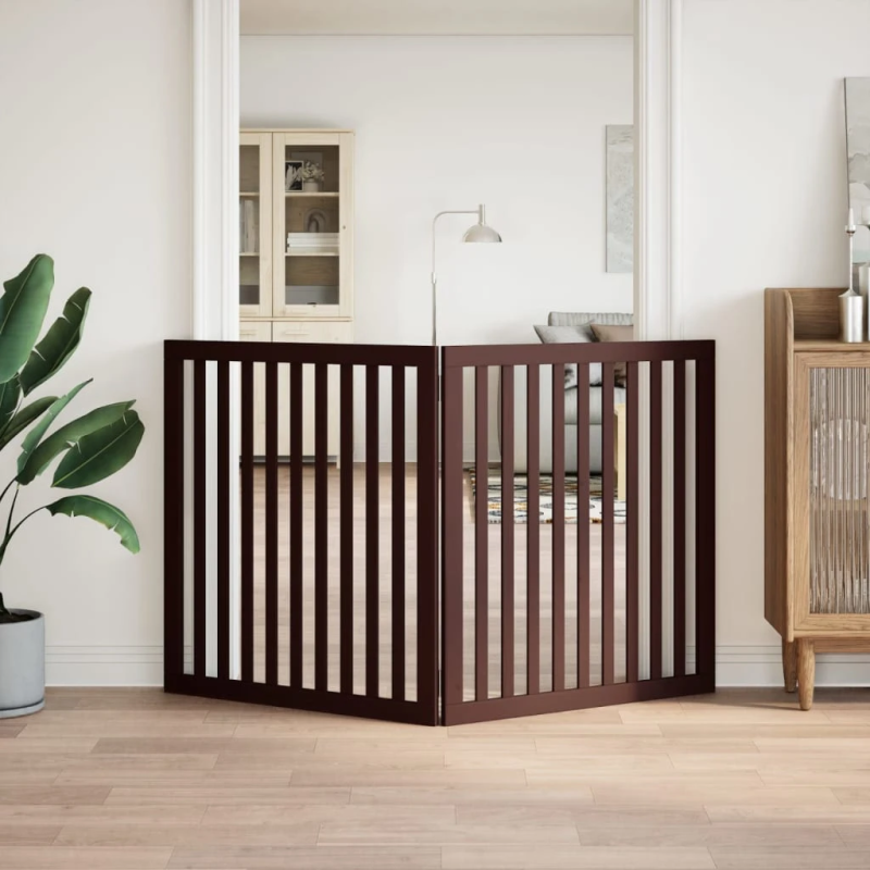 vidaXL suņu vārti, salokāmi, 2 paneļi, Brūns, 160 cm, papeles koks