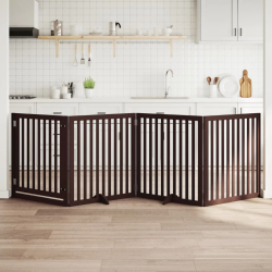 vidaXL suņu vārti ar durvīm, salokāmi, 4 paneļi, 320 cm, papeles koks