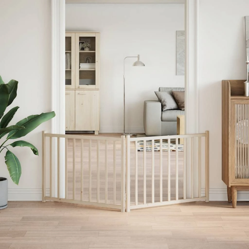 vidaXL suņu vārti, salokāmi, 2 paneļi, 160 cm, egles masīvkoks