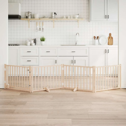 vidaXL suņu vārti ar durvīm salokāmi 4 paneļi 320 cm egles masīvkoks