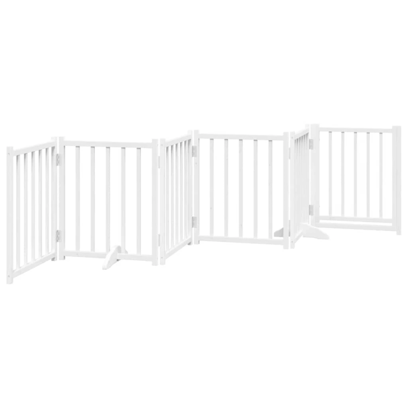 vidaXL suņu vārti ar durvīm salokāmi 6 paneļi 300 cm egles masīvkoks