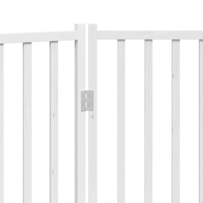 vidaXL suņu vārti, salokāmi, 3 paneļi, balti, 150 cm, egles masīvkoks