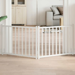 vidaXL suņu vārti, salokāmi, 2 paneļi, balti, 160 cm, egles masīvkoks