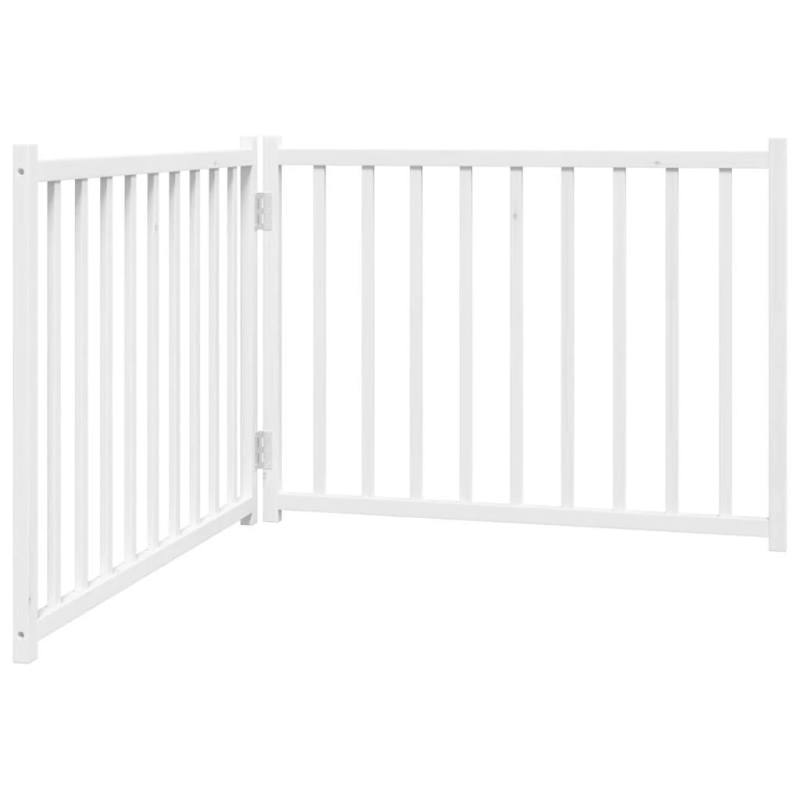 vidaXL suņu vārti, salokāmi, 2 paneļi, balti, 160 cm, egles masīvkoks