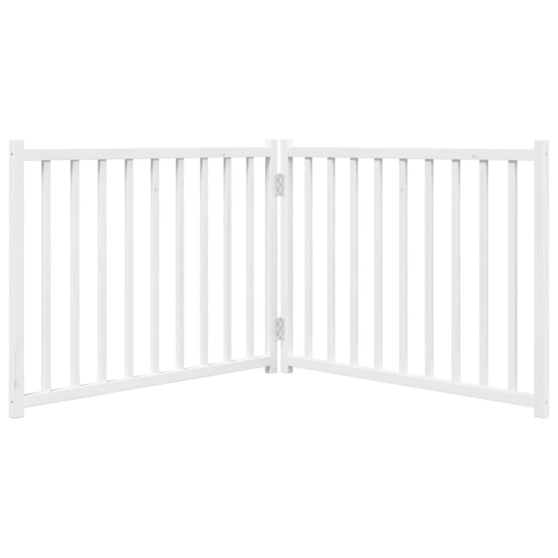 vidaXL suņu vārti, salokāmi, 2 paneļi, balti, 160 cm, egles masīvkoks