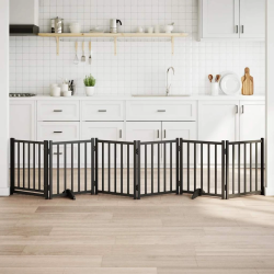 vidaXL suņu vārti ar durvīm salokāmi 6 paneļi 300 cm egles masīvkoks