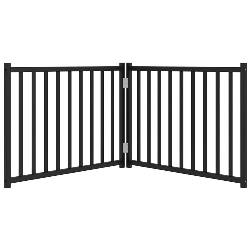 vidaXL suņu vārti, salokāmi, 2 paneļi, melni, 160 cm, egles masīvkoks