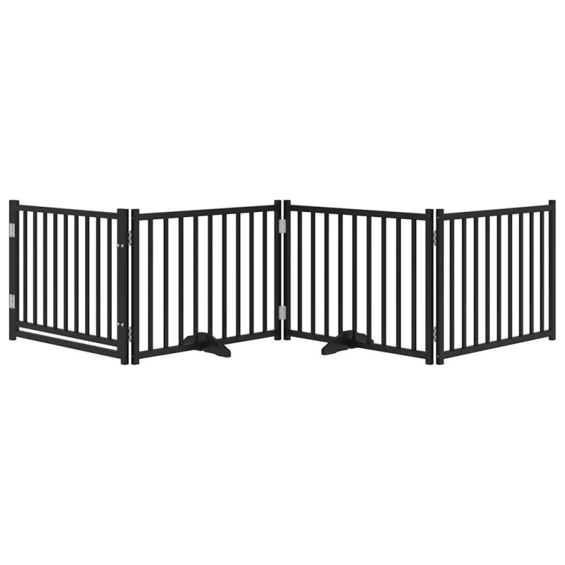 vidaXL suņu vārti ar durvīm salokāmi 4 paneļi 320 cm egles masīvkoks