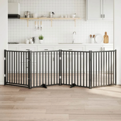 vidaXL suņu vārti ar durvīm salokāmi 4 paneļi 320 cm egles masīvkoks