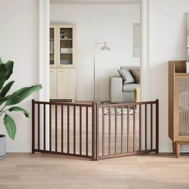 vidaXL suņu vārti salokāmi 2 paneļi ozolkoka 160 cm egles masīvkoks