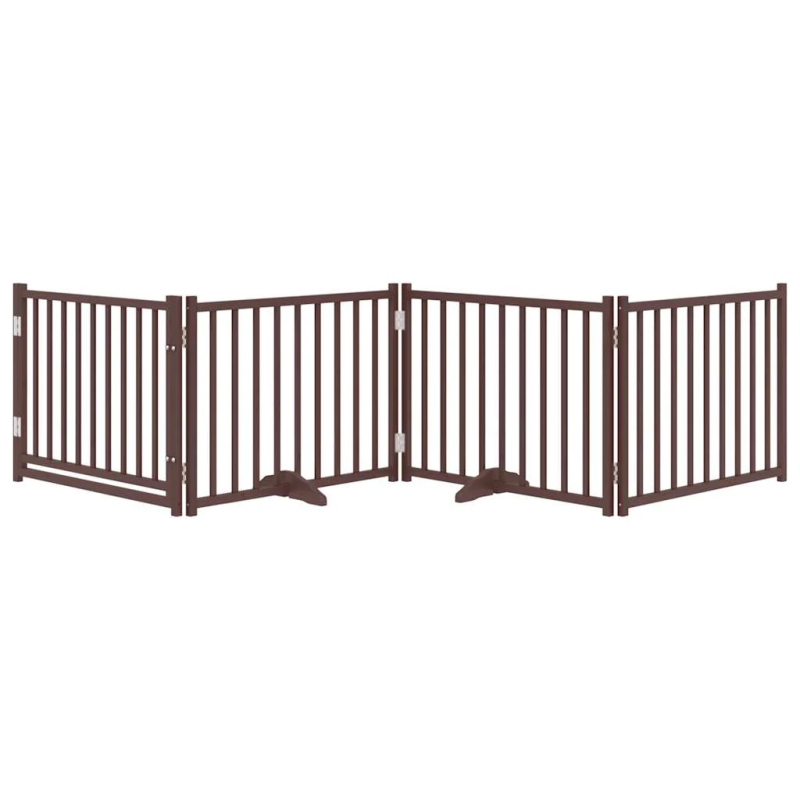 vidaXL suņu vārti ar durvīm salokāmi 4 paneļi 320 cm egles masīvkoks