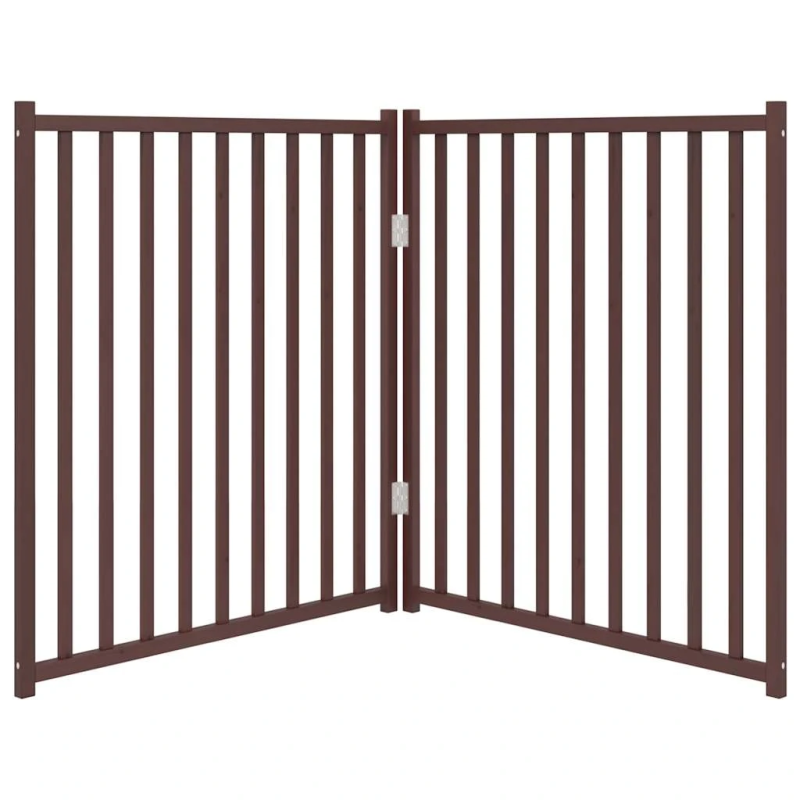 vidaXL suņu vārti salokāmi 2 paneļi ozolkoka 160 cm egles masīvkoks