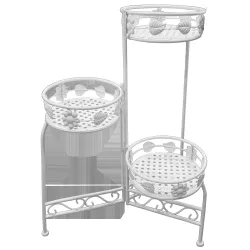 Puķu poda statīvs 3-vietīgs, 23x25x70cm balts