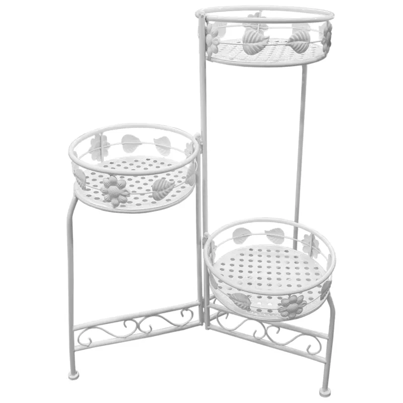 Puķu poda statīvs 3-vietīgs, 23x25x70cm balts