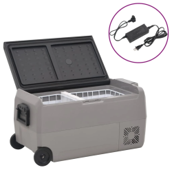 vidaXL aukstumkaste, riteņi, adapteris, 50 L, PP, PE, melna, pelēka