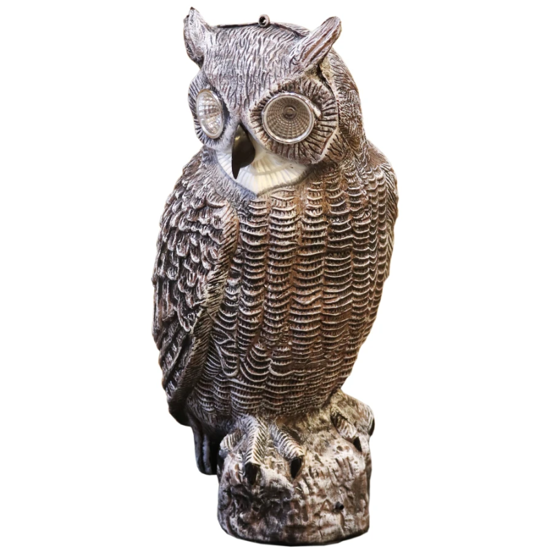 Dārza dekors Pūce 19x18x43cm, ar solāro gaismu un skaņu