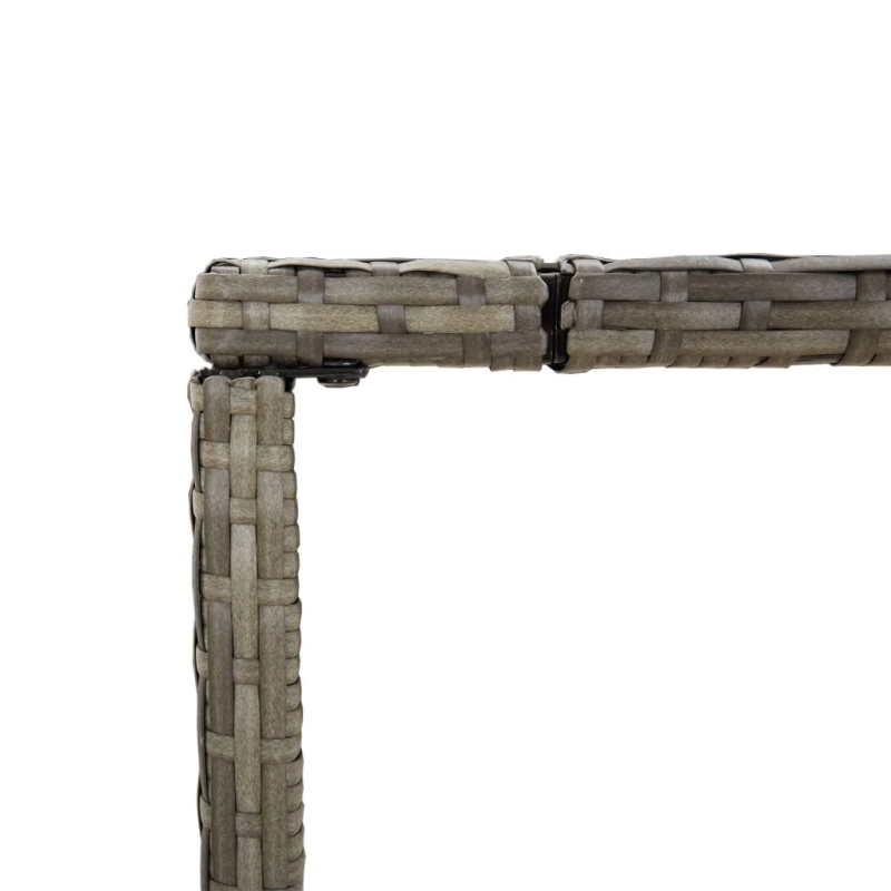 vidaXL bāra galds, stikla virsma, pelēks, 180x70x110cm, PE rotangpalma