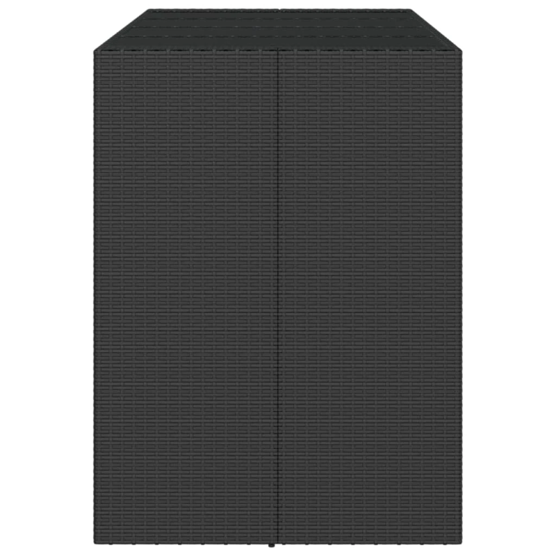 vidaXL bāra galds, stikla virsma, 145x80x110 cm, PE rotangpalma, melns