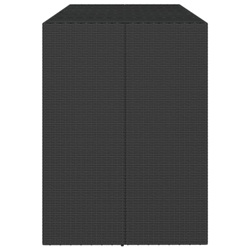 vidaXL bāra galds, stikla virsma, melns, 185x80x110 cm, PE rotangpalma