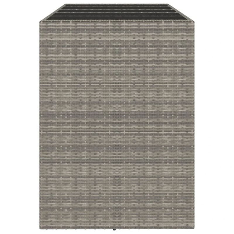 vidaXL bāra galds, stikla virsma, pelēks, 185x80x110cm, PE rotangpalma