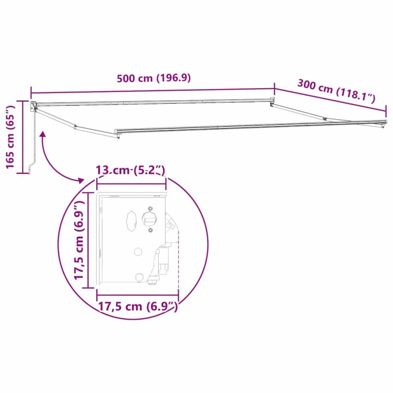 vidaXL Markīze Balts 5 x 3 m Metāla