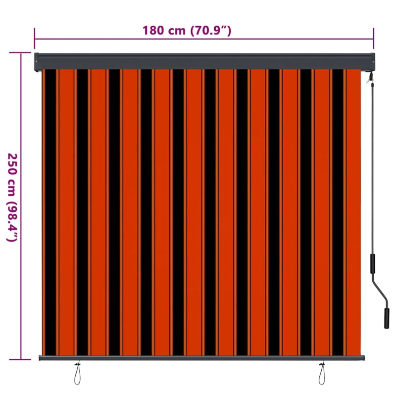 vidaXL Rullo žalūzija Oranžs un brūns 180 x 250 cm Audums un alumīnijs
