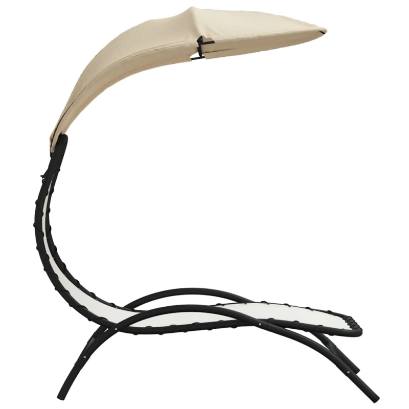 vidaXL sauļošanās zvilnis ar jumtu, bēšs, 167x80x195 cm, audums